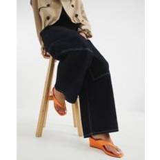 Orange - Women Heeled Sandals River Island Womens Toe Thong Wedge Heeled Sandals - Orange
