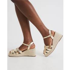River Island Womens Gold Woven Wedge Sandals - Gold