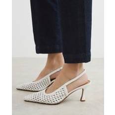River Island Woven Sling Back Court Heels - White