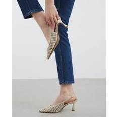 Heels & Pumps River Island Womens Gold Woven Sling Back Court Heels - Gold
