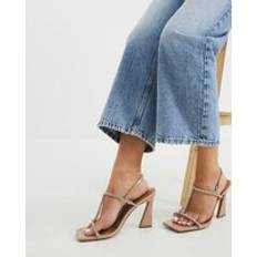 Pink Heeled Sandals River Island Womens T Bar Heeled Sandals - Pink Diamante