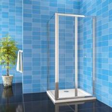 Showers Aica 1000x1850mm Chrome Bifold Shower Door 900x1850mm Side Panel 1000x900mm Tray Waste