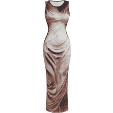 Shein Womens TieDye Print Fitted Dress Summer Long Dress Long Dress Green Dress