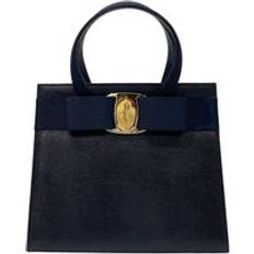 Preloved Boxy Bow Handbag - Navy
