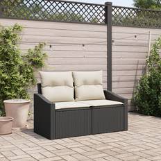 Outdoor Sofas vidaXL 2-Seater Garden Black Poly Rattan Outdoor Sofa