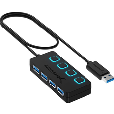 Sabrent USB Hub 4 Port Fast 5Gbps USB Splitter 3.2 with LED Switches 68cm