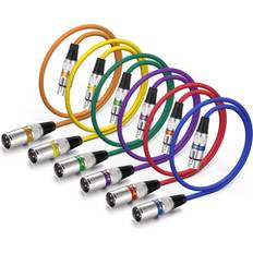Ebxya 2Ft XLR Short Microphone Cable 6 Multicolored Color Packs 2 Ft