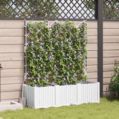 vidaXL Garden Planter with Trellis 3 pcs 120x40x143 cm White
