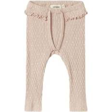 Pink Trousers Name It Baby Girls Printed Ribbed Leggings - Peach Whip