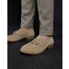 Low Shoes River Island Mens Suede Tassel Loafers - Beige