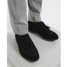 Low Shoes River Island Mens Suede Tassel Loafers - Black