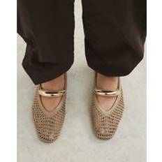 Beige - Women Ballerinas River Island Crochet Ballet Pumps - Beige