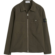 Stone Island Herr Jackor Stone Island Stretch Ripstop Cotton Zip Overshirt - Military Green