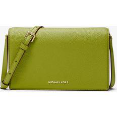 Michael Kors MK Jet Set Medium Pebbled Leather Front-Flap Crossbody Bag - Green