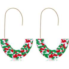 Molo Acrylic Christmas Earrings Statement - Red/Green