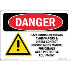 Red Workplace Signs SignMission OSHA Danger Sign 12 x 18 in Hazardous Chemicals Avoid Vapors Contact