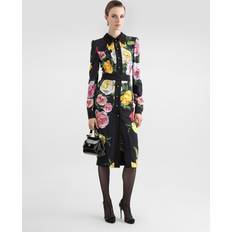 Röda - Silke/Siden Klänningar Dolce & Gabbana Blommig Multifärgad Klänning Klassisk Krage Multicolor