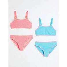 Red Bikinis Children's Clothing River Island Girls Textured Bikini Set 2 Pack - Red