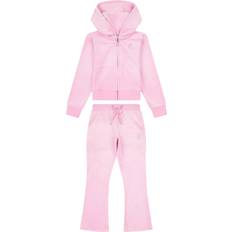 Juicy Couture Kids' Diamante Zip Thru Bootcut Jogger Set - Pink
