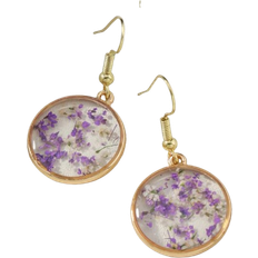 Shein pair Vacation Style Fairy RedPinkWhitePurpleBlue Real Flower Earrings For Women Perfect For Daily Wear