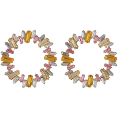 Shein pair Fashionable Exaggerated Round Crystal Inlaid Vintage Style Statement Earrings For Women Daily Wear