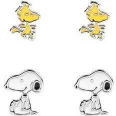 Gul - Metal Øreringe Peanuts Øreringe Sæt Snoopy Woodstock - Damer - Hvid/Gul