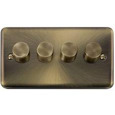 Electrical Accessories SE Home Curved Antique Brass 4 Gang 2 Way LED 100W Trailing Edge Dimmer Light Switch