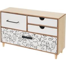 BigBuy Home Elegant Multifunctional Jewelry Box - White/Black Natural MDF Wood