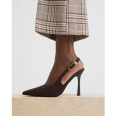 Brown - Women Heels & Pumps River Island Faux Suede Slingback Buckle Court Heels - Brown