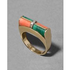 Malachite Rings Alexis Bittar Vintage 1980S 14K Gold Italian Modernist Checkerboard Ring - Pink