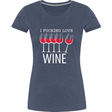 My Angry Socks I Fucking Love Wine Premium T-shirt Women - Heather Blue
