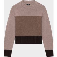 Theory Clothing Theory Colorblock Crewneck Sweater - Light Heather Brown Multi