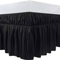 Black Valance Sheets Utopia Bedding Double 135 x 190 cm Easy Wrap Around Elastic Bed Skirt 40 cm Valance Sheet Black