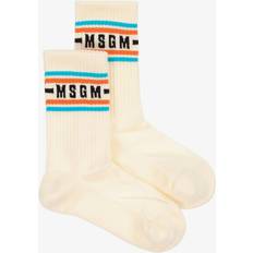 Beige Underwear MSGM Cotton Logo Ankle Socks - Ivory