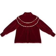 Red Blouses & Tunics Children's Clothing La Stupenderia Velour Blouse - Kids - Red