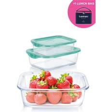 Luminarc Set Med Glasbehållare Med Lunchväska 4-Delat Grönt Matlåda
