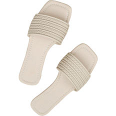 Shein Summer Women Flat Sandals Of Pure White Woven Pattern Matched With Flat Slippers Sexy Party Beach Shoes