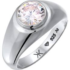 Kuzzoi Bague Hommes Unisexe Cristaux de Zirconium - Blanc/Argent