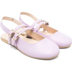 Purple Ballerinas Children's Shoes Twinset Kids Leather Ballet Flats - Purple