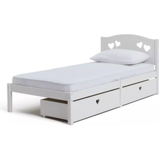 Mia Single Bed Frame with 2 Drawers - White