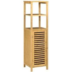 Mobiletti da bagno kleankin Armadietto Bagno in Bambù con 2 Ripiani Aperti e Armadietto 2 Livelli 32.9 x 29.9 x 120 cm