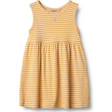 Wheat Ærmeløs Jerseykjole Martha - Yellow Rib Stripe