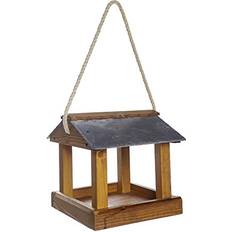 Ruddings Wood Hanging Bird Table Slate Roof Wooden Tray