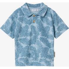 Genbrugsmaterialer Polotrøjer Børnetøj Name It Skjorte NmmFrede Nreg Terry SS Polo Box - Blå