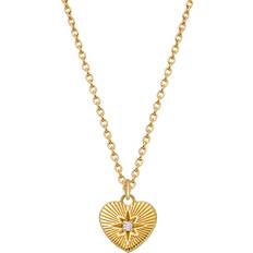 Gold Biography Heart Pendant Necklace