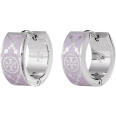 Tory Burch Small T Monogram Hoop Earring - Platinum/Lilac