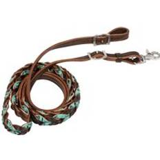 Red Reins Braided Leather Reins For Horse - Bleu