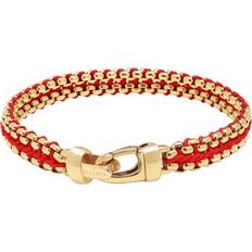 Nialaya Men's Red Woven 8mm Box Chain Bracelet - Gold