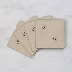 Cork Coasters Dunelm Set of 4 Bee Cork Back Coasters - Cream Coaster