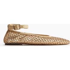 Women - Yellow Low Shoes H&M Perforated Leather Ballet Pumps - Yellow